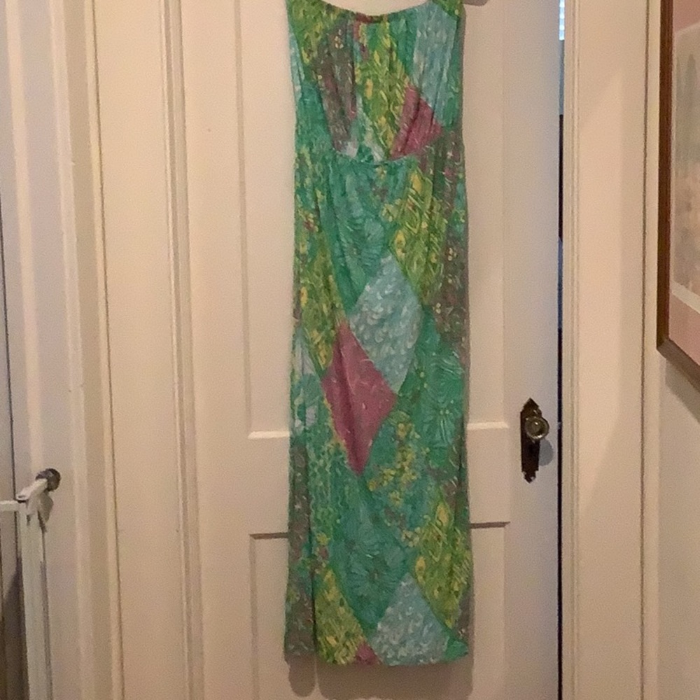 Lilly Pulitzer pink label Colorful Strapless Maxi Dress